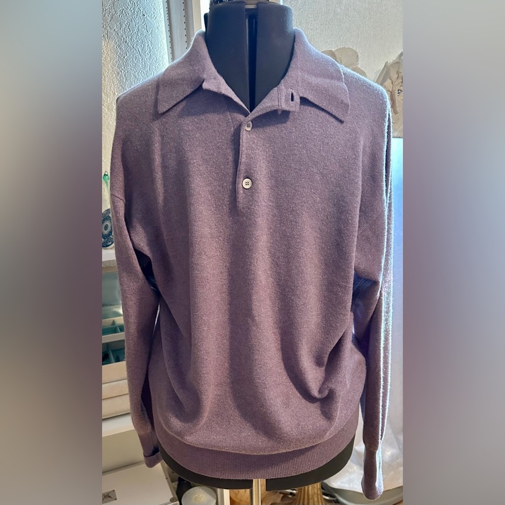 Ermenegildo Zegna 100% Pure Cashmere Knit Sweater Lavender/Blue Sz V52 ITALY